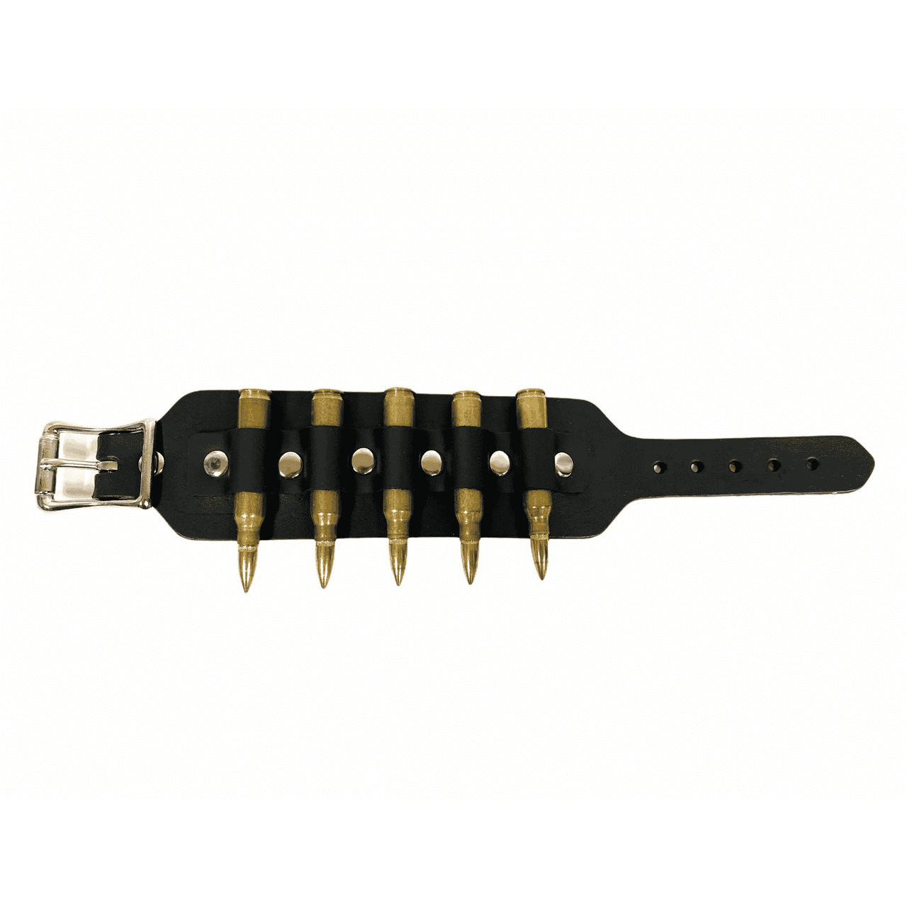 Brass Bullet Leather Wristband