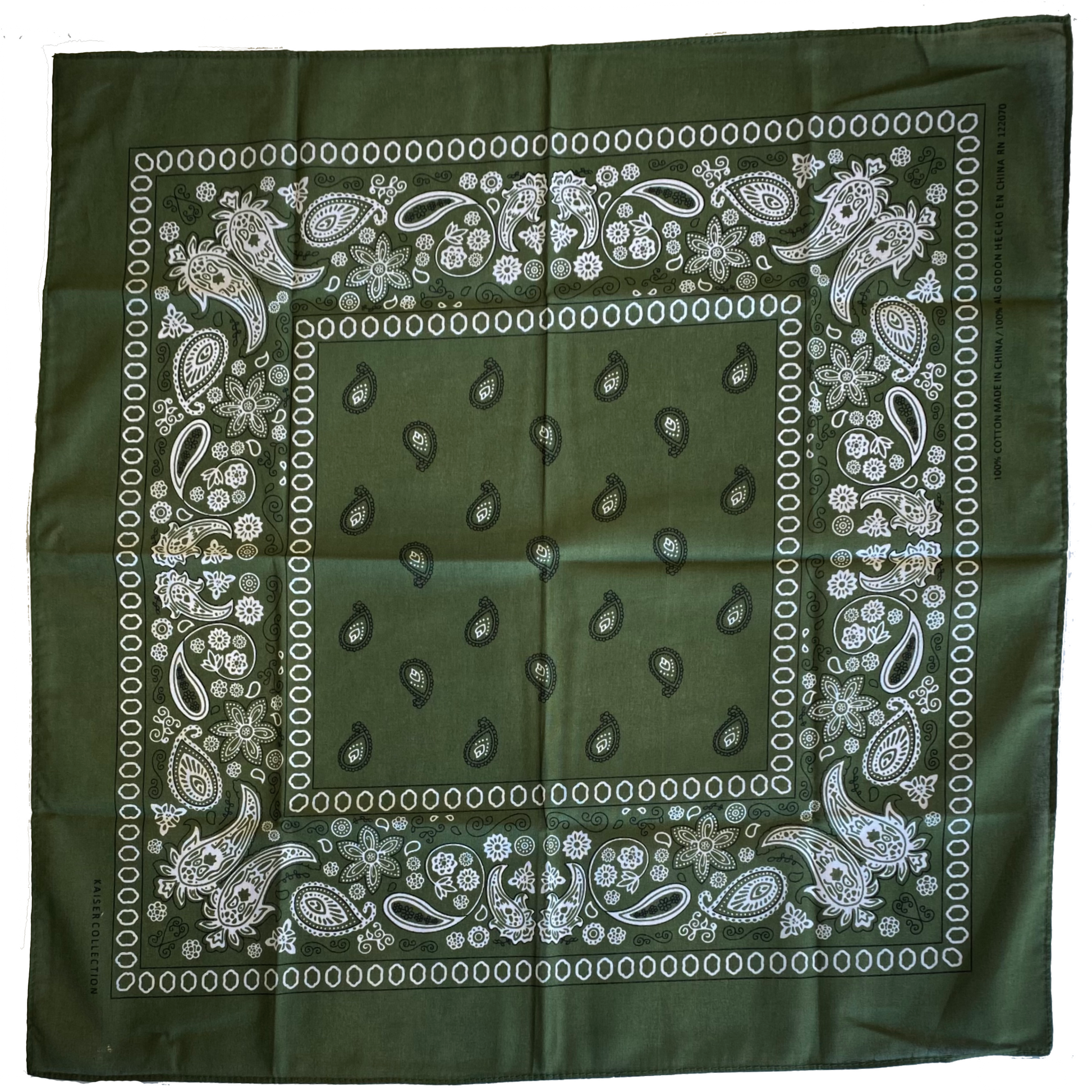 Olive Green Paisley Cotton Bandana