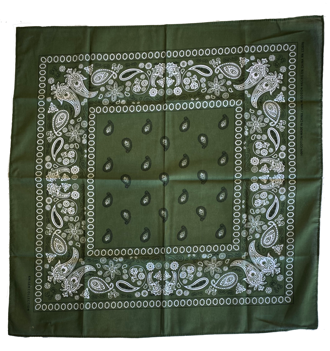 Olive Green Paisley Cotton Bandana