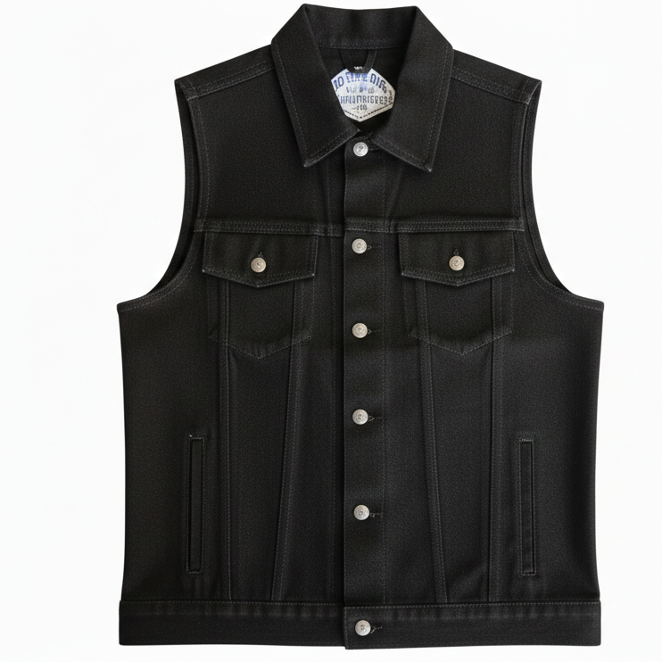 Men's Black Denim Battle Vest
