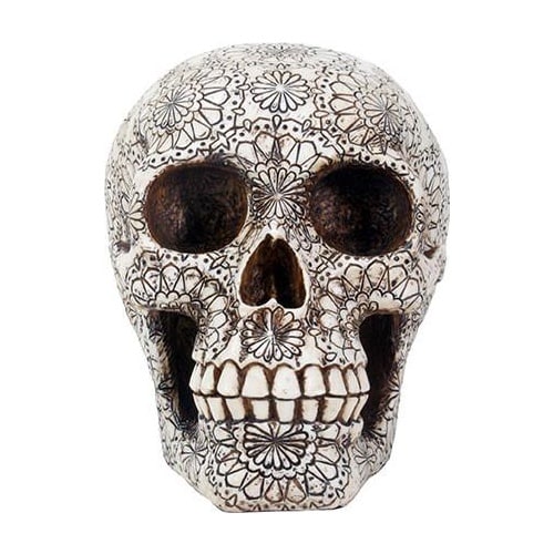 Gothic Floral Pattern Skull Head
