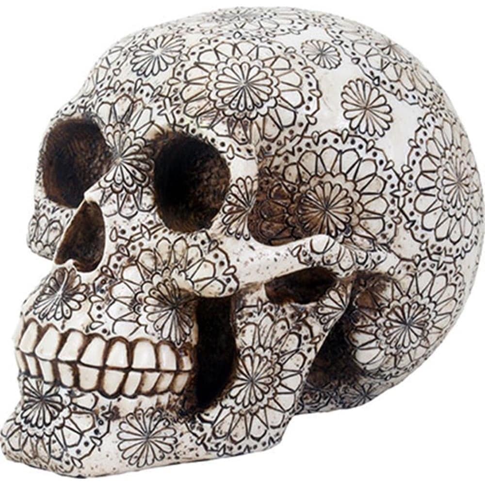 Gothic Floral Pattern Skull Head