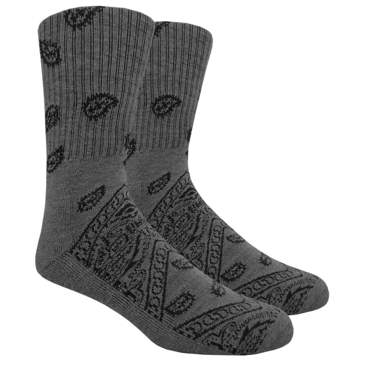Gray Paisley Crew Socks