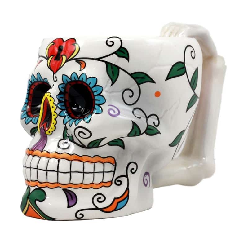 White Ceramic Sugar Skull Mug