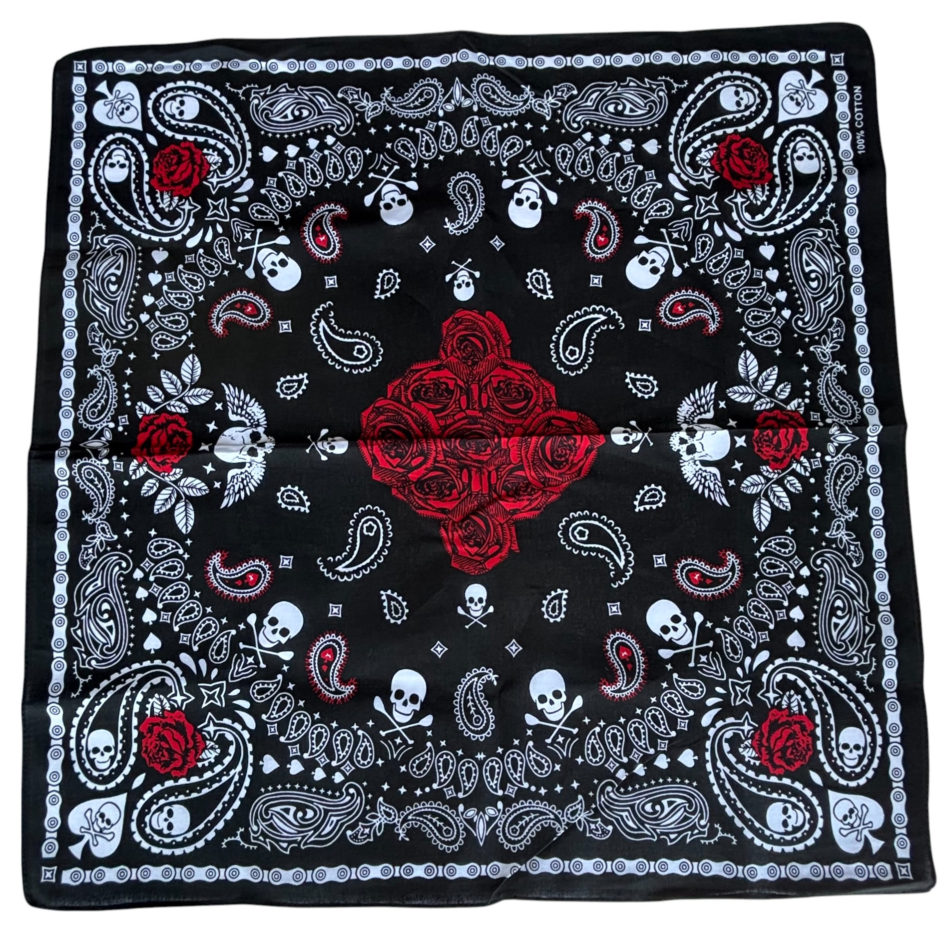 Skull and Roses Print Bandana