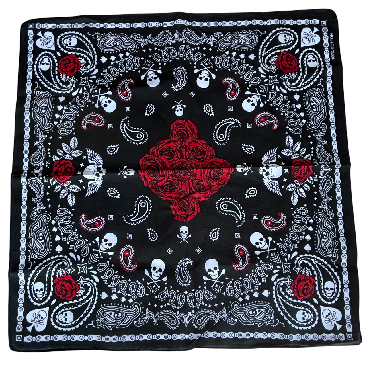 Skull and Roses Print Bandana