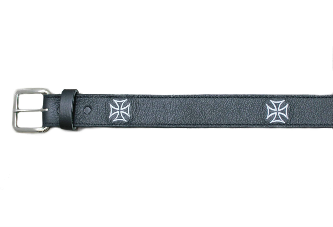 Iron Cross Embroidered Leather Belt