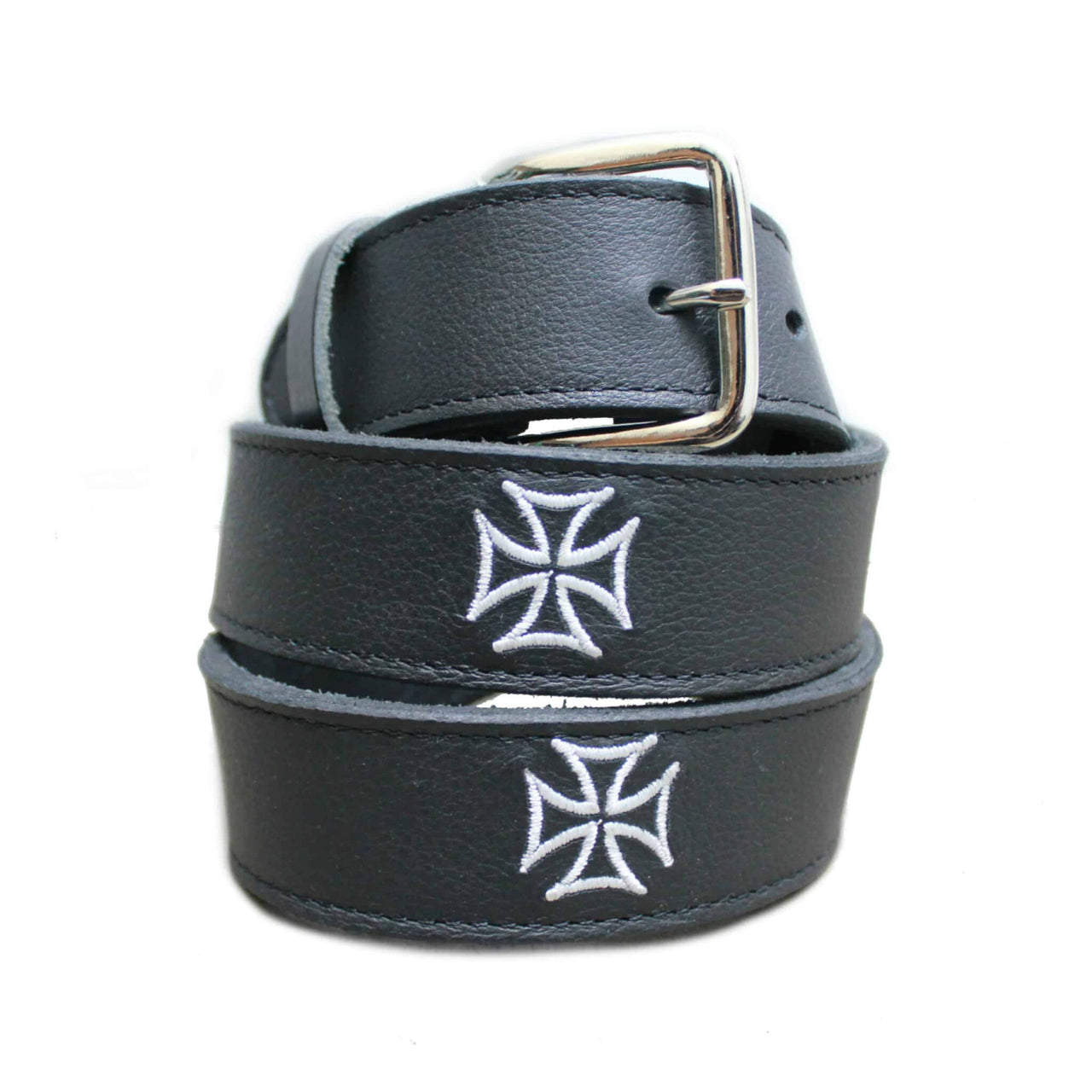 Iron Cross Embroidered Leather Belt
