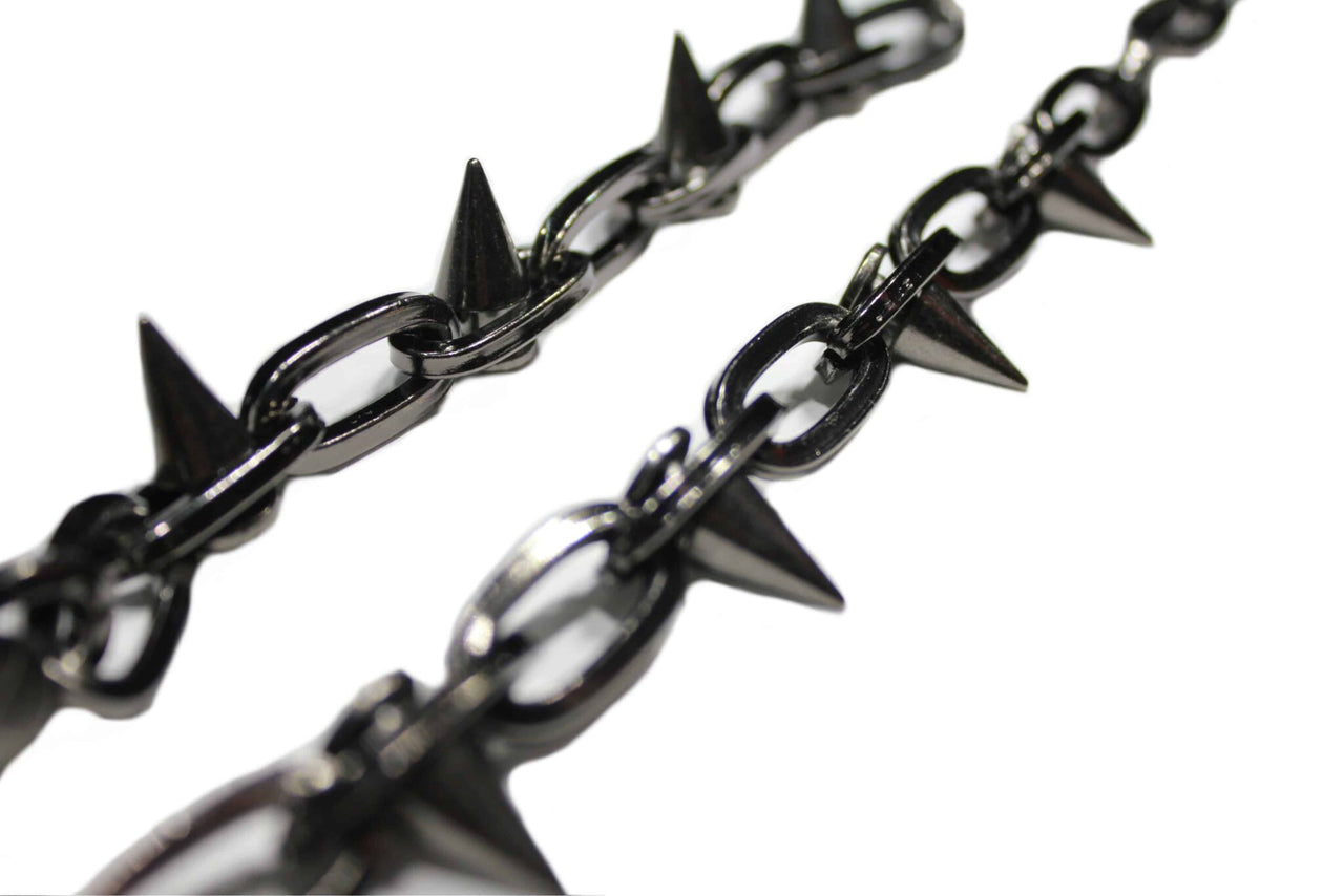 Dark Chrome Spiked Wallet Chain 24"