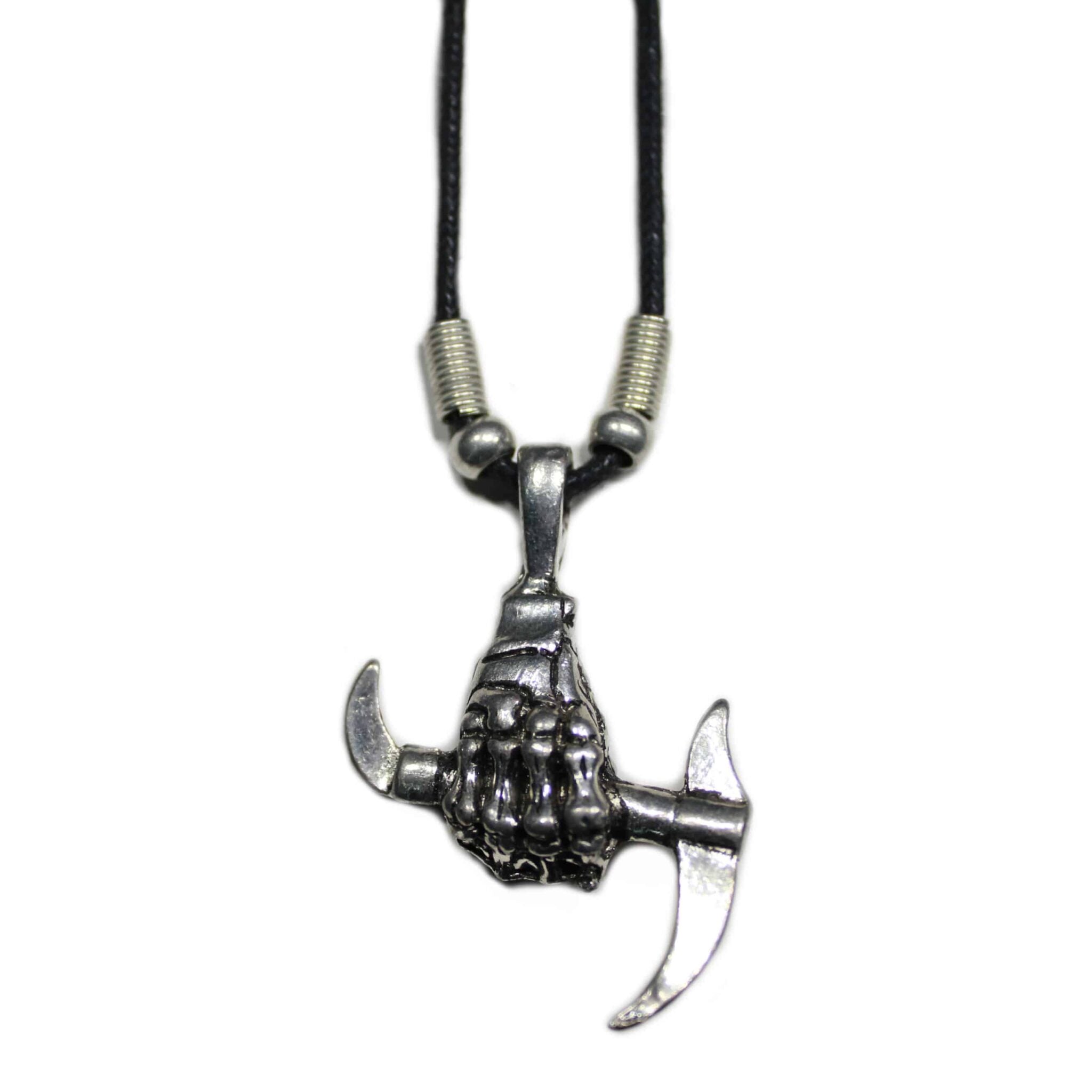 Death's Hand Holding Scythe Necklace