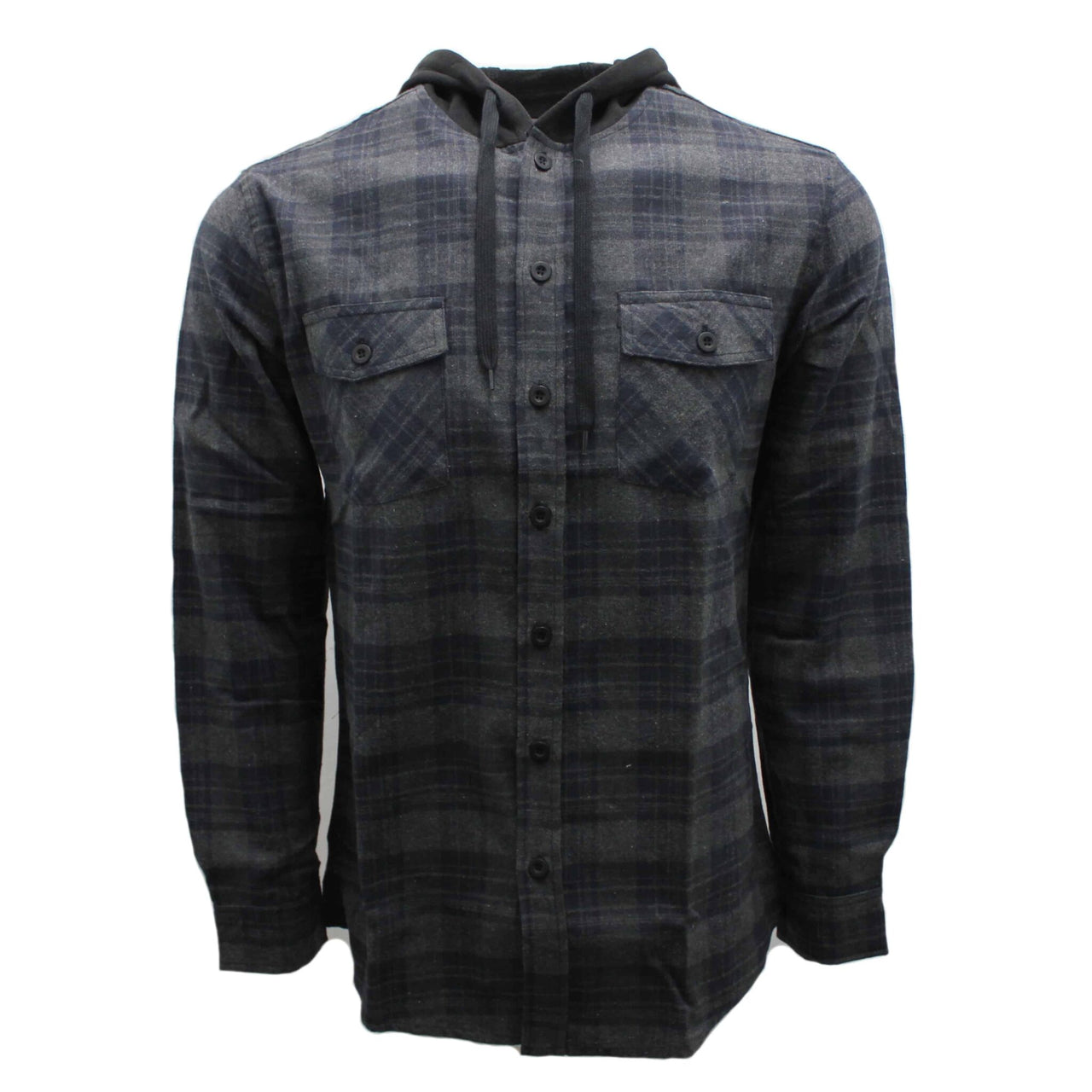 Charcoal and Navy Hooded Flannel