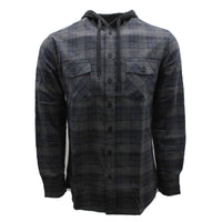 Thumbnail for Charcoal and Navy Hooded Flannel