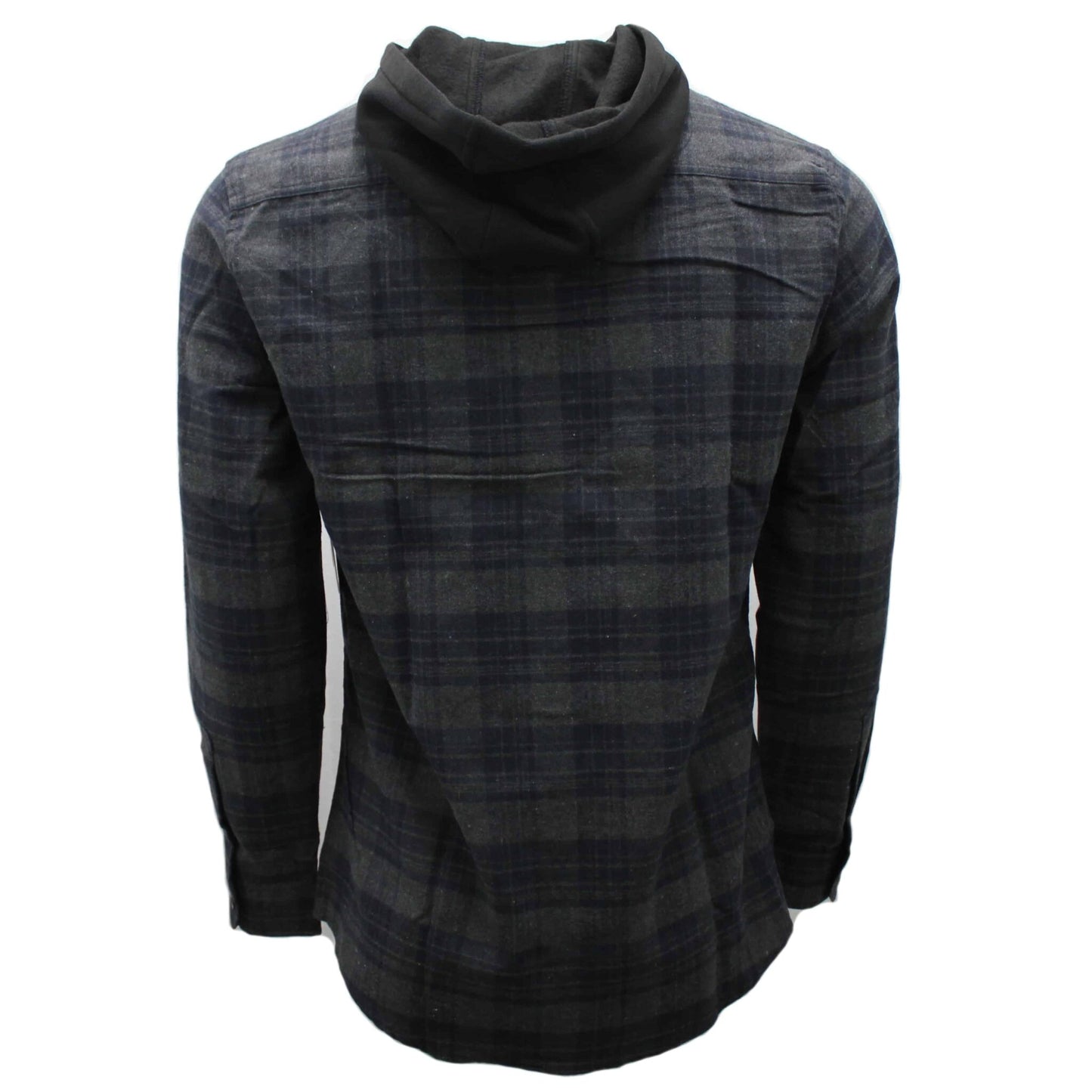 Charcoal and Navy Hooded Flannel
