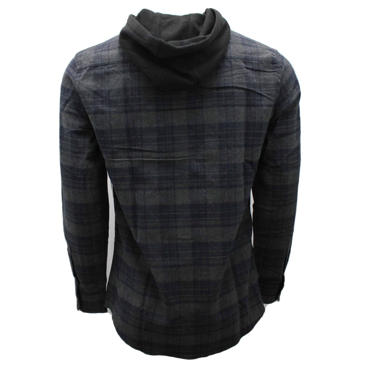 Charcoal and Navy Hooded Flannel