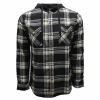 Thumbnail for Black and White Hooded Flannel