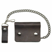 Thumbnail for Mini Brown Biker Leather Wallet w/ Chain