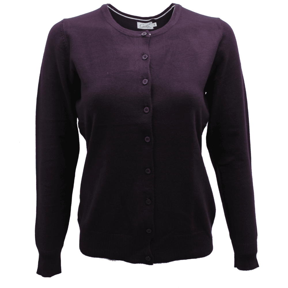 Women's Dark Purple Knit Cardigan Sweater