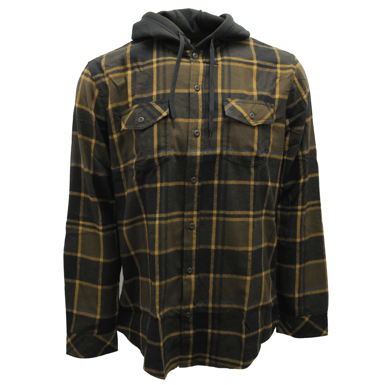 Black and Yellow Hooded Flannel