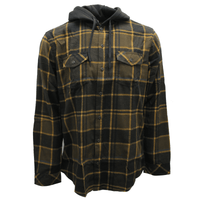 Thumbnail for Black and Yellow Hooded Flannel