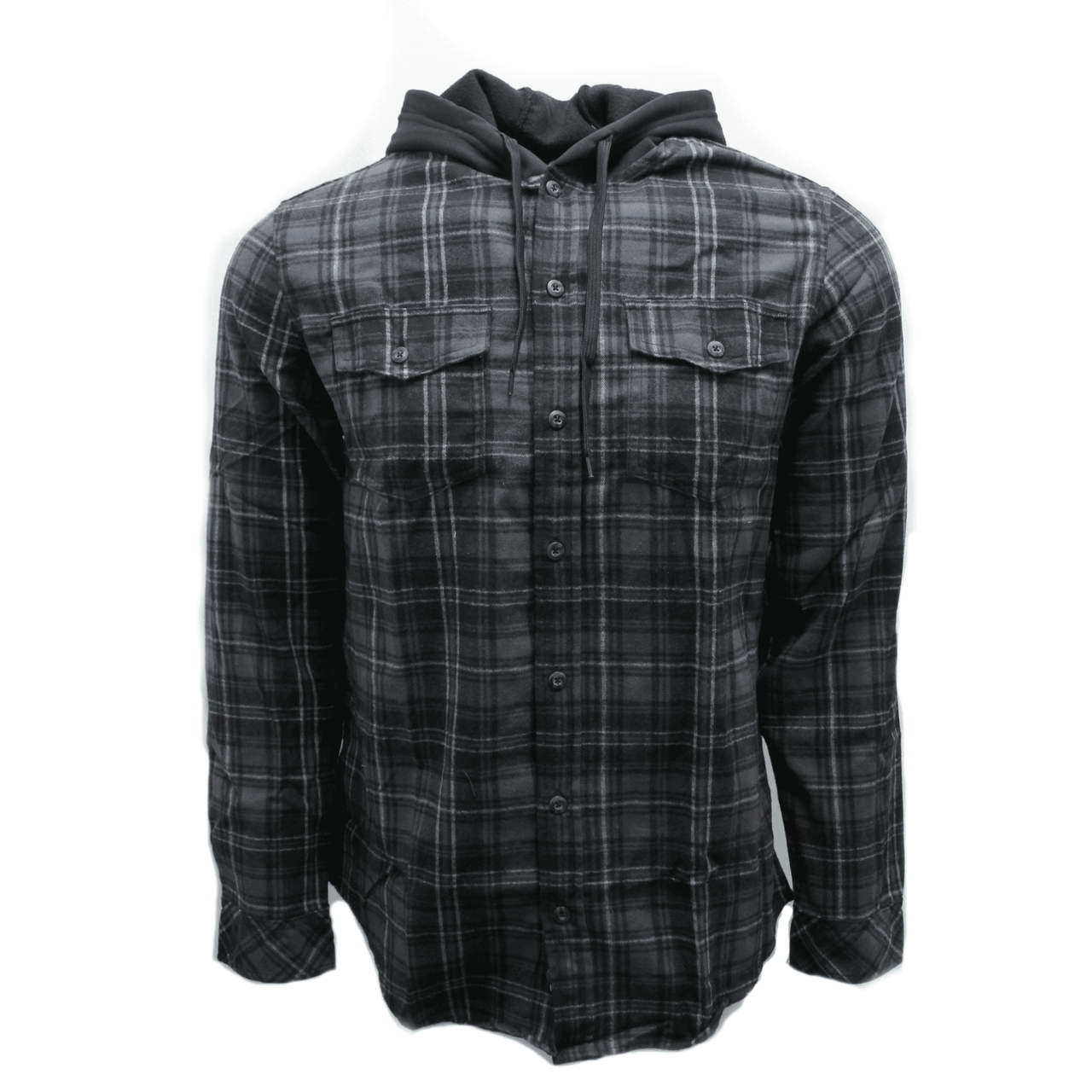 Charcoal and Gray Hooded Flannel