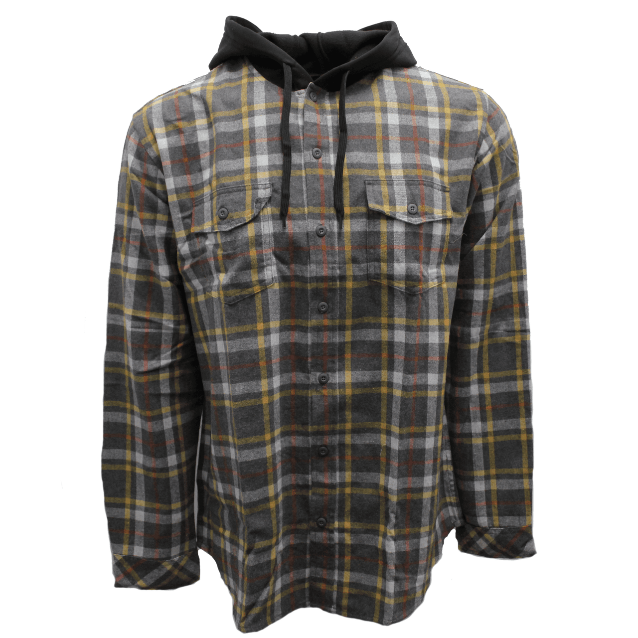 Yellow and Gray Hooded Flannel