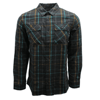 Thumbnail for Charcoal and Teal Plaid Flannel