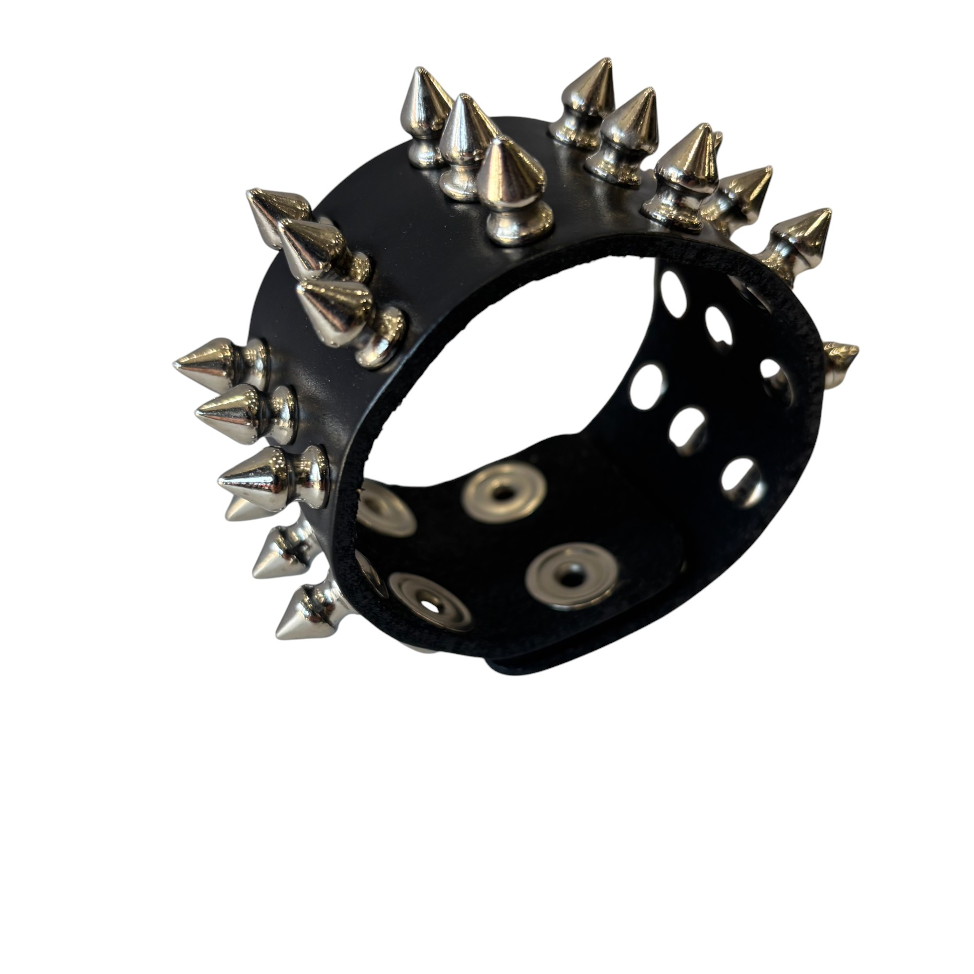 3 Row Spike Stud Leather Wristband