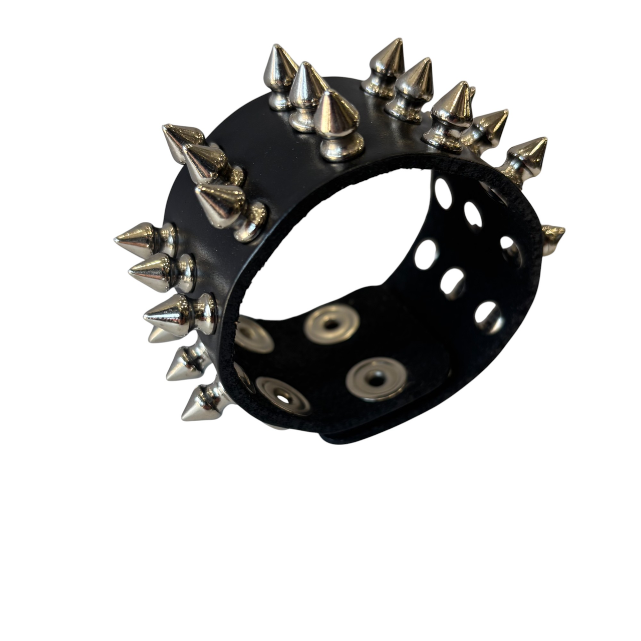 3 Row Spike Stud Leather Wristband