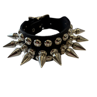 Thumbnail for 3 Row Cone Spiked Round Studded Leather Wristband