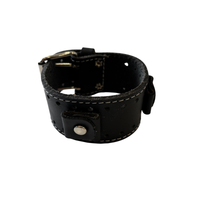 Thumbnail for Black Leather White Stitching Watchband
