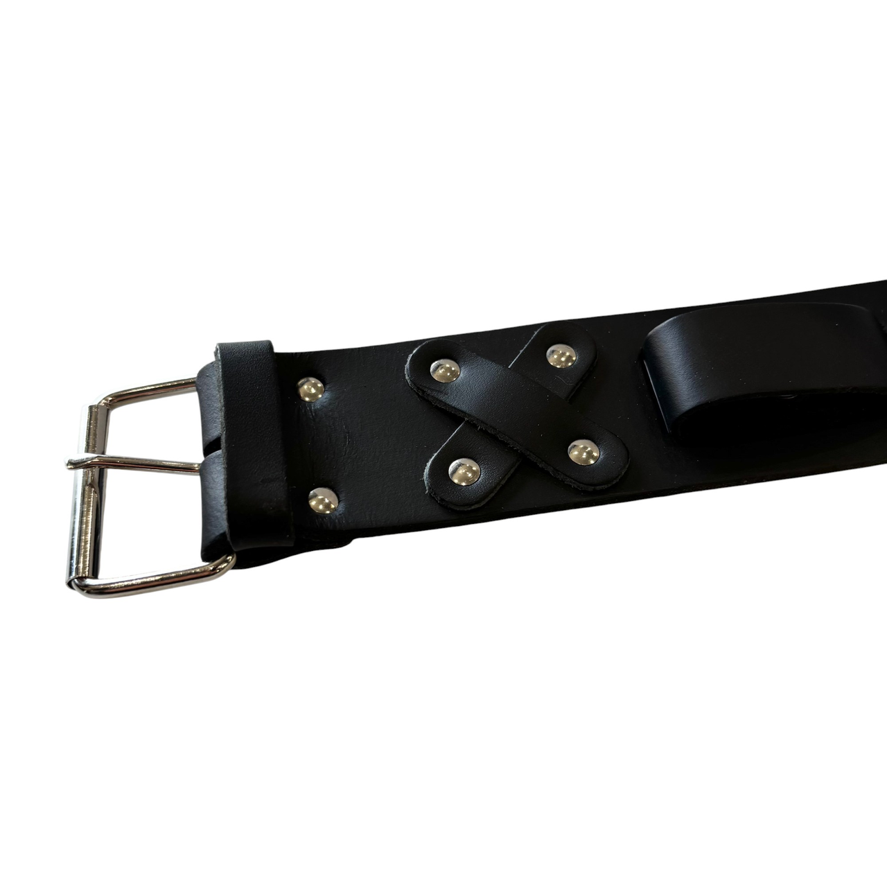 "X" Studded Black Leather Watchband
