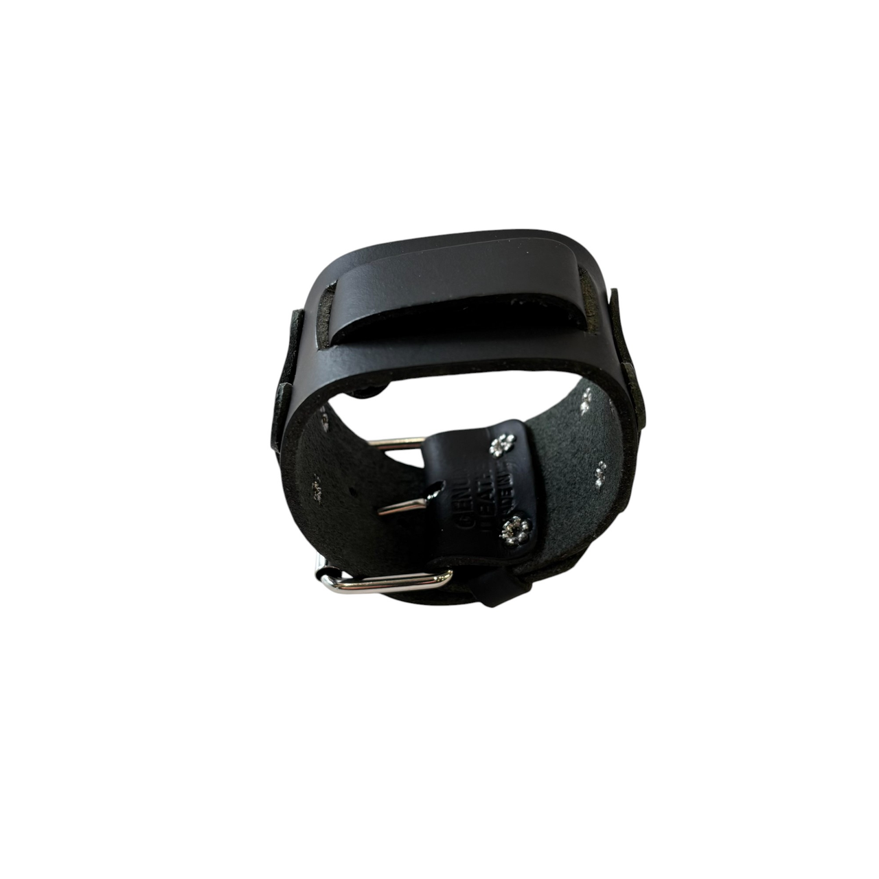 "X" Studded Black Leather Watchband