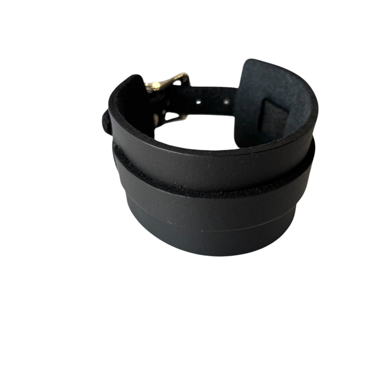 Black Leather Watchband Cuff