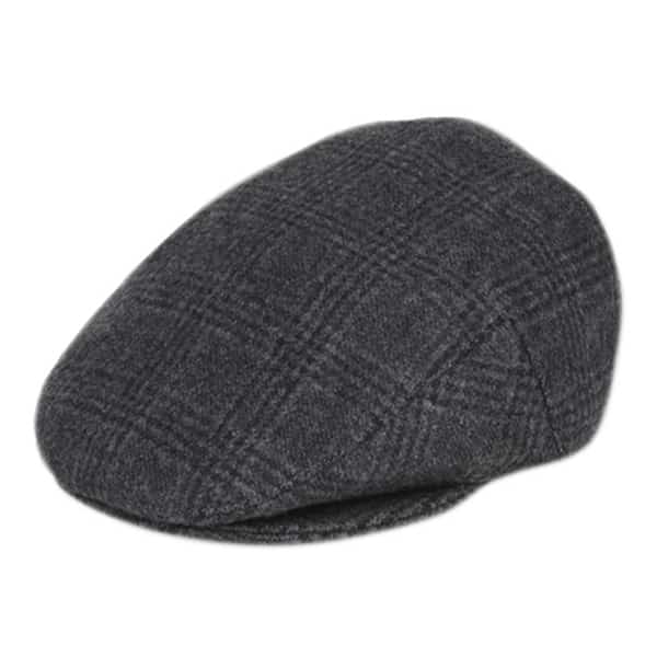 Black Plaid Wool Ivy Cap