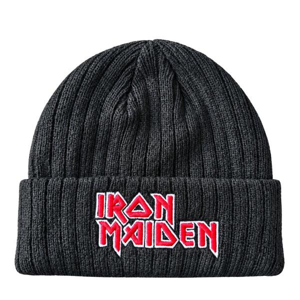 Iron Maiden Embroidered Logo Black Ribbed Beanie