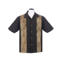 Thumbnail for Leopard Black Bowling Shirt by Steady Clothing