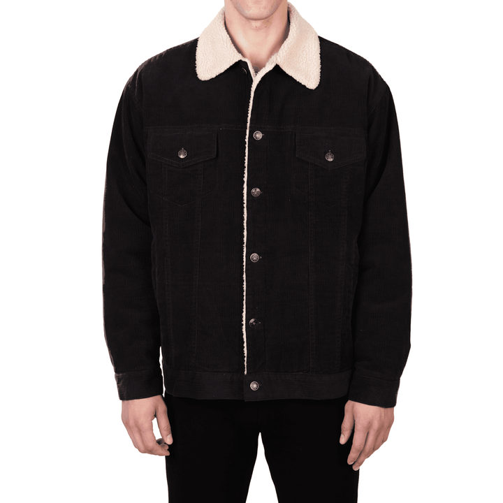 Mens black 2024 corduroy sherpa jacket