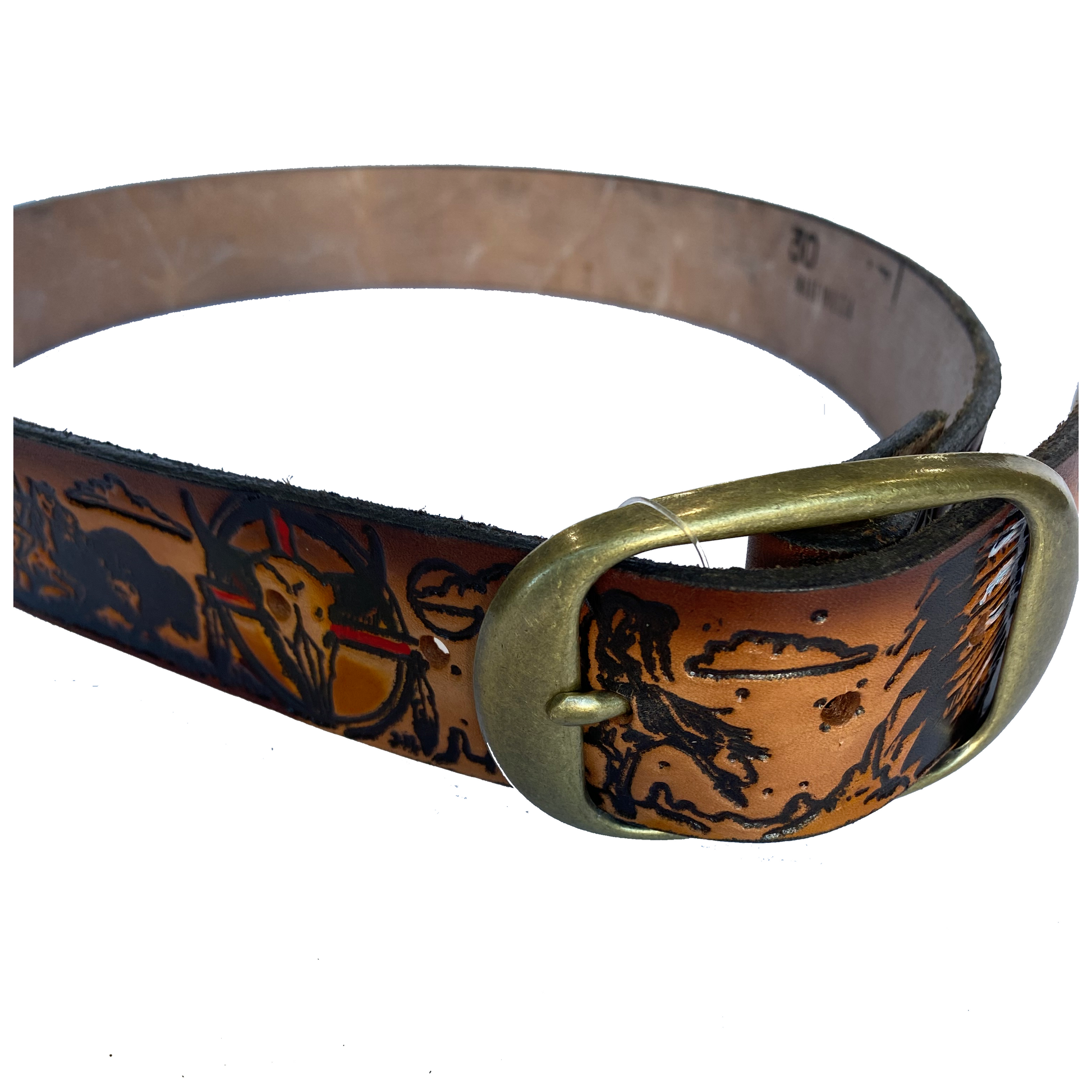 Native American Embossed Leather Belt – Red Zone
