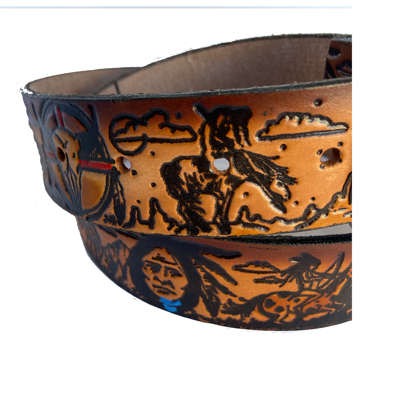 Native American Embossed Leather Belt