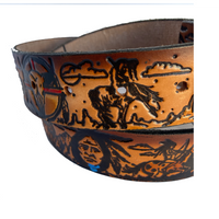 Thumbnail for Native American Embossed Leather Belt