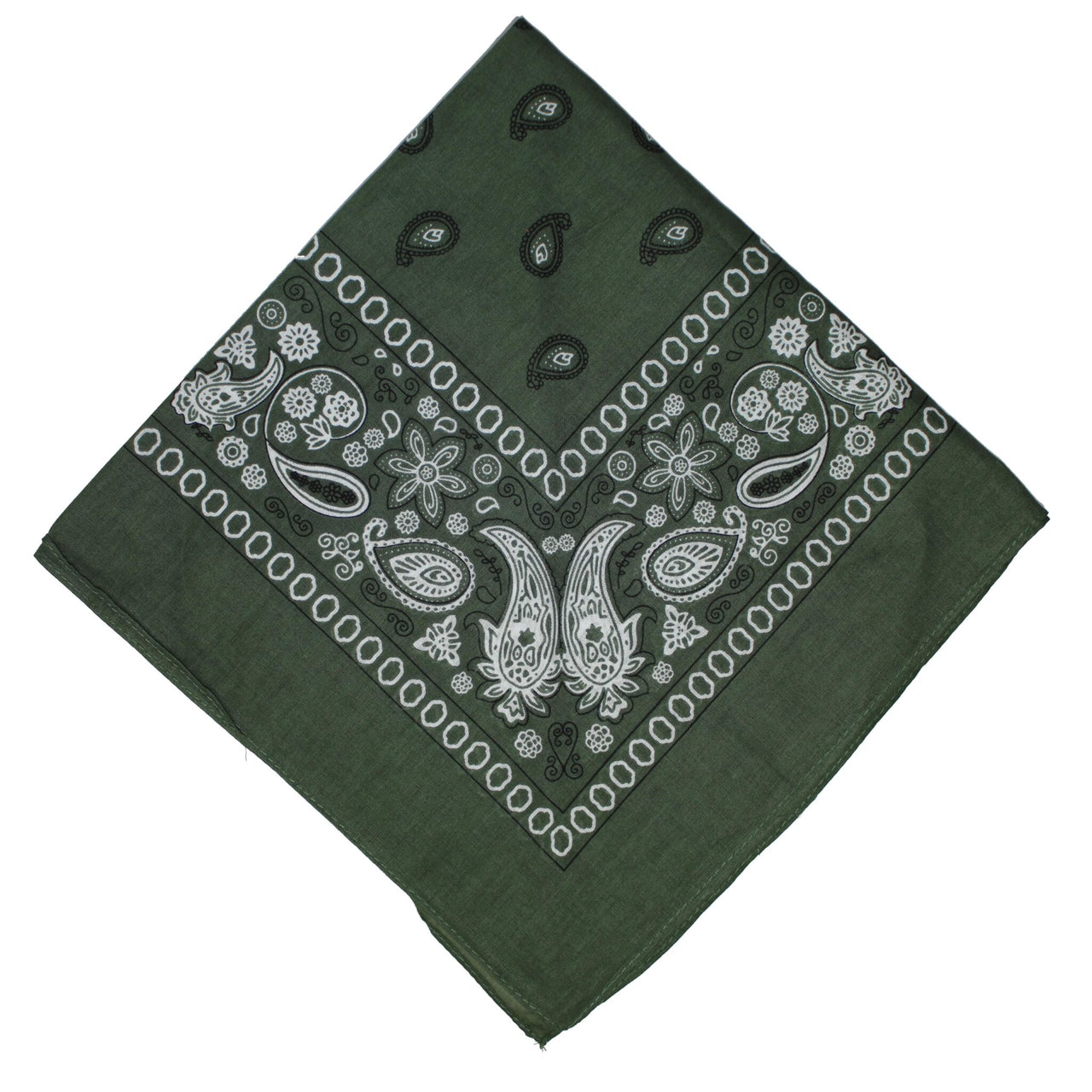 Olive Green Paisley Cotton Bandana