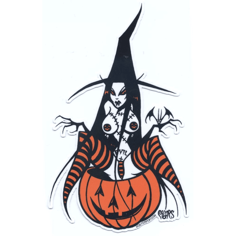 Pigors Evil Pumpkin Witch Sticker