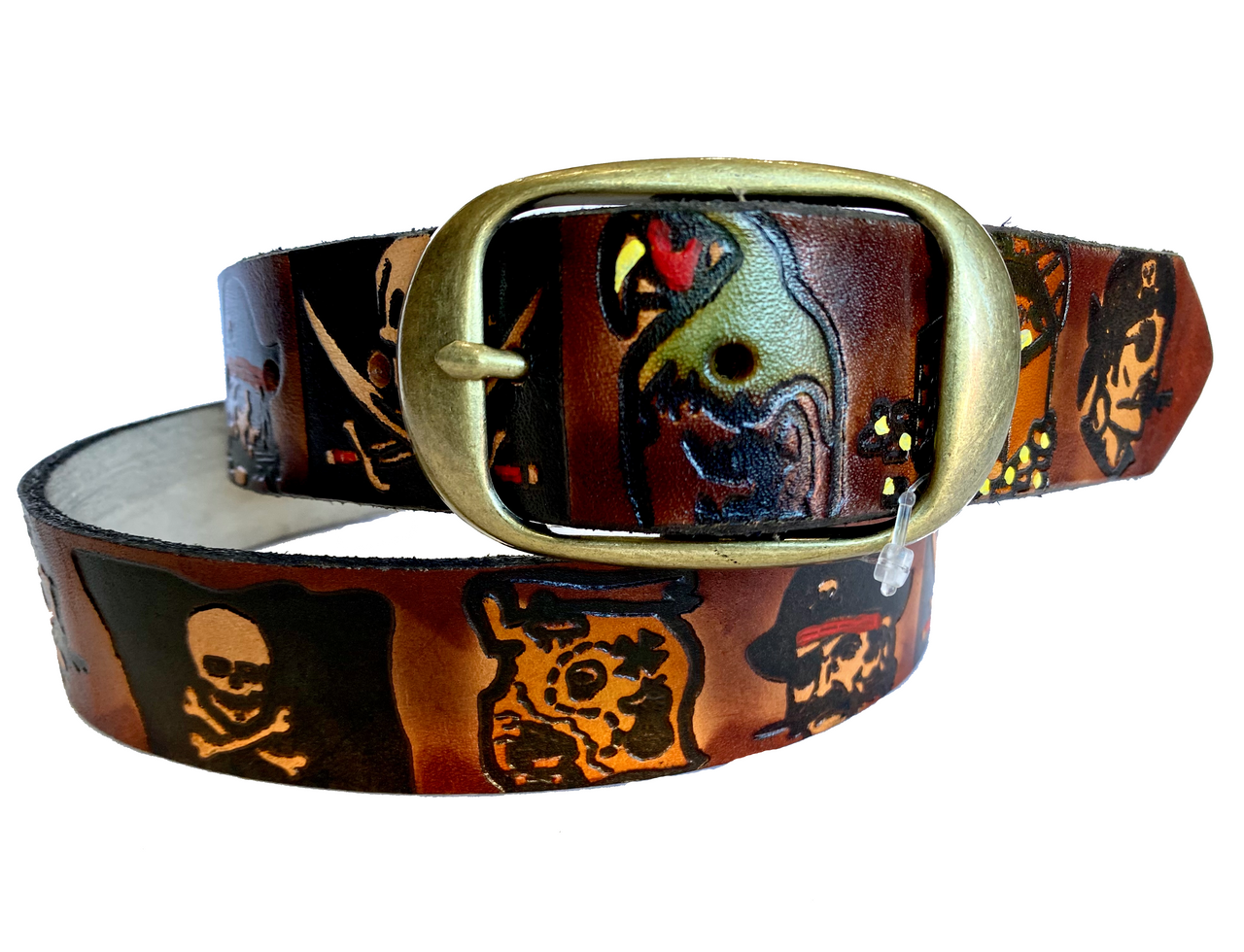 Pirate Skull Embossed Leather Belt