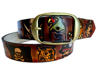 Thumbnail for Pirate Skull Embossed Leather Belt
