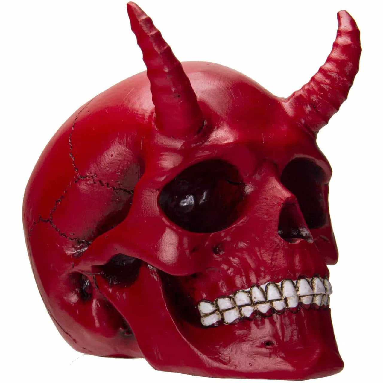 Red Horned Skull Figurine