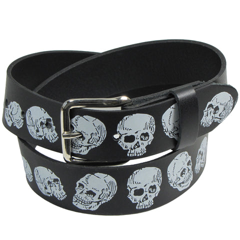 Skull Embossed Leather Belt