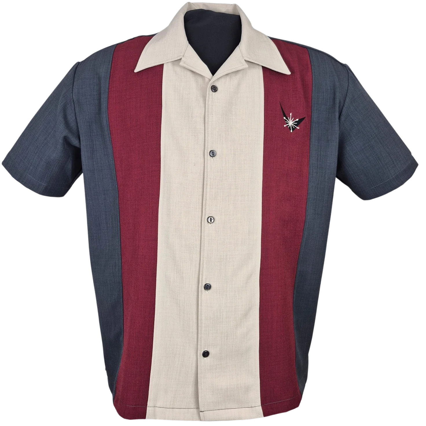 Burgundy and Grey Bowling Shirt