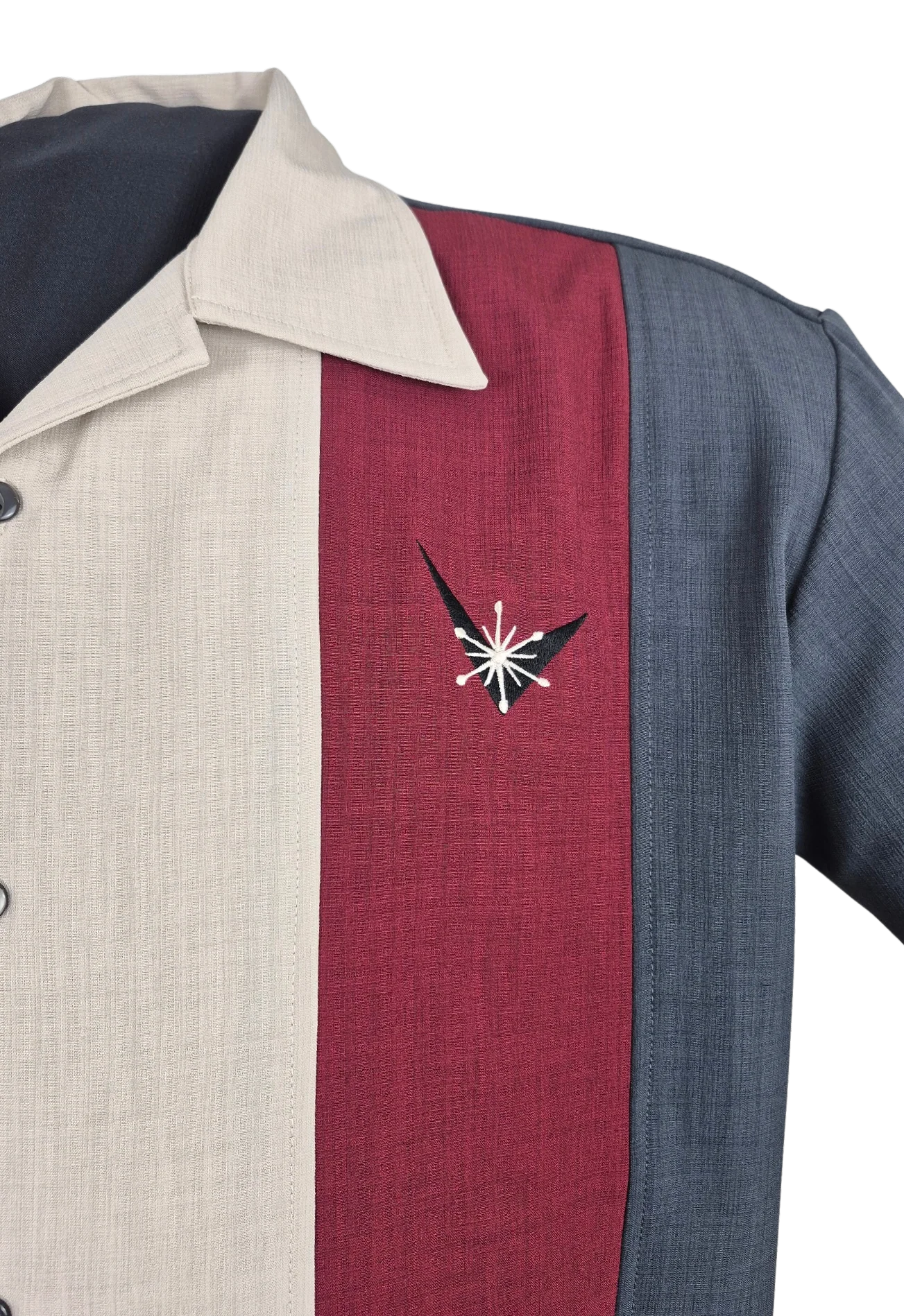 Burgundy and Grey Bowling Shirt