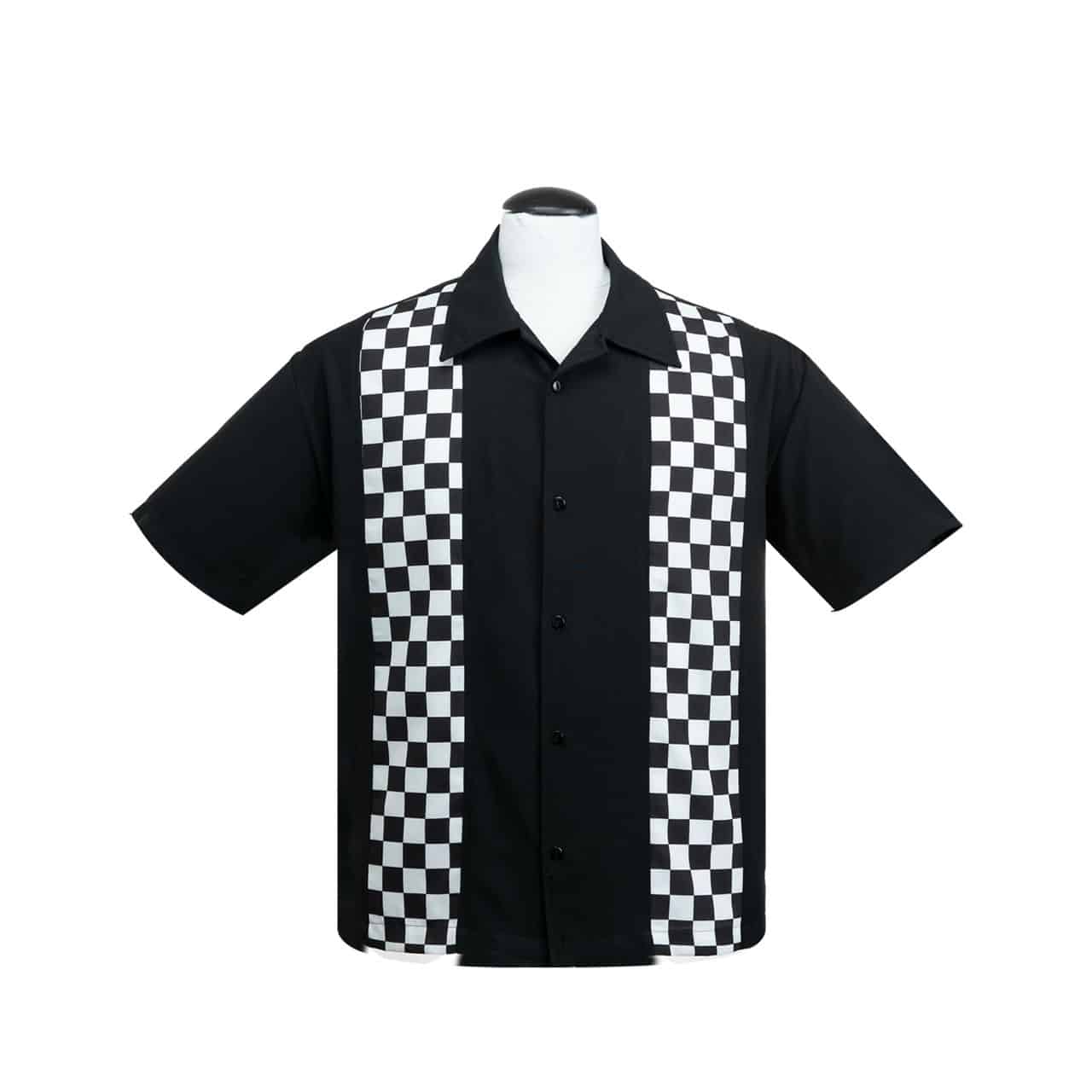 Checkered Panels Bowling Shirt by Steady Clothing