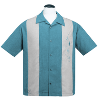 Thumbnail for Mid Century Marvel Pacific Blue/Silver Bowling Shirt